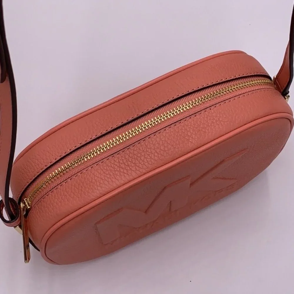 MICHAEL KORS Jet Set Medium Embossed Pebbled Leather Crossbody Bag Sherbert - Picture 13 of 16